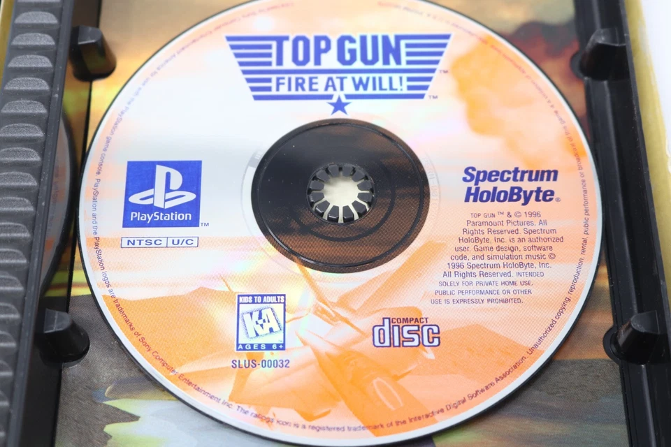 Top Gun Fire At Will PS1 Playstation 1 Long Box Video Game Complete CIB Tested - Image 4 of 4