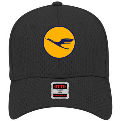 Lufthansa Classic Crain Round Logo Adjustable Black Mesh Baseball Cap Hat New