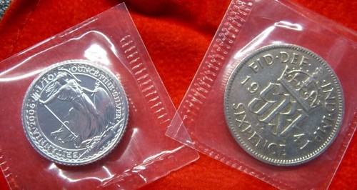 Silver Sixpence & 2006 1/10th Oz 958 Britannia Gift Set Red Pouch Select 6d Date - Picture 17 of 24