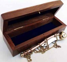 Sifflet de Bosun de bateau en laiton avec chaîne boîte en bois ancre nautique