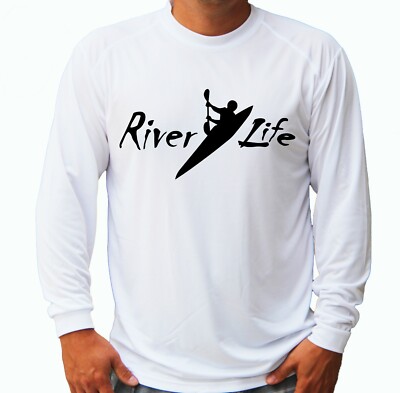 River Life Kayak Rafting Long Sleeve UPF 30 T-Shirt Sport Boat Sun UV Protection