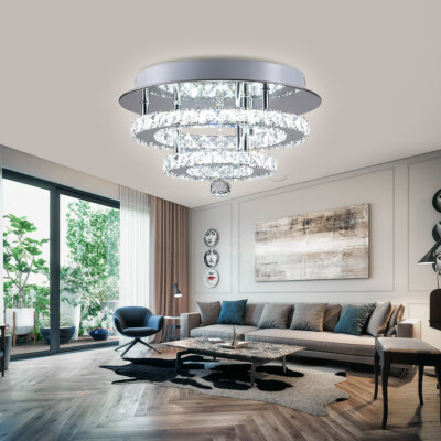 LED Crystal Chandelier Modern Bedroom Ceiling Lamp Flush