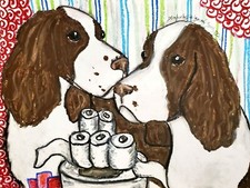 Springer Spaniel Art Print Signed by Artist KSams Painting 8x10 English TP Hoard
