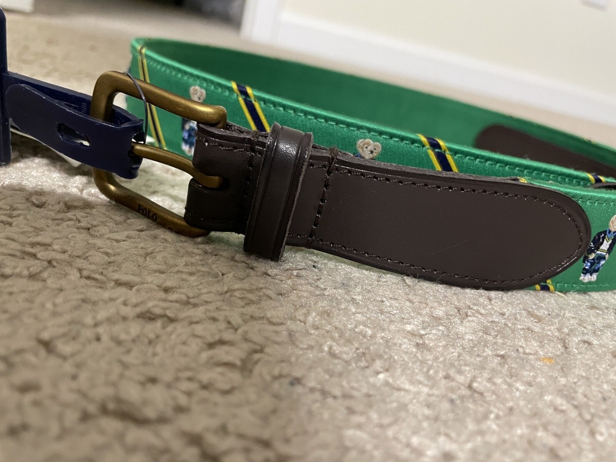 Polo Ralph Lauren Men's Green Polo Bear Belt Leather Polo Ralph Lauren Men's Green Polo Bear Belt Leather