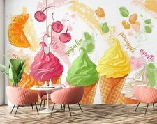 3D Ice Cream Summer ZHUA11606 Wallpaper Wall Murals Removable Self-adhesive Amy