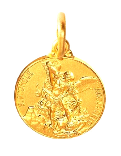 Anhänger Erzengel Michael Medaille 14 Kt Gold 585, Kettenanhänger
