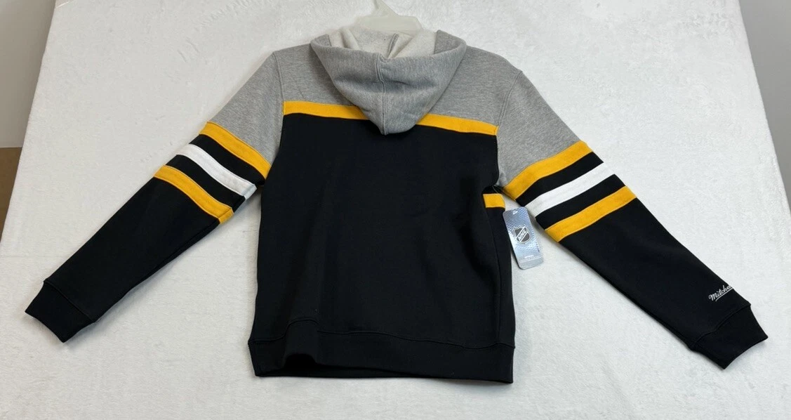COACH Felpa con cappuccio pullover da allenatore Boston Bruins nero Mitchell & Ness taglia media