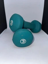 3 Lb Green Neoprene Gym Home Workout Fitness Dumbell Weights Set of 2