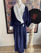 Soft  Cozy Brand Navy Blue Sherpa Collar Robe XL/1X New