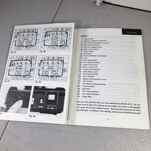 ORIGINAL MANUAL FOR RICOH Af-5 Film Camera 1984 Parts - 第 3/4 張圖片
