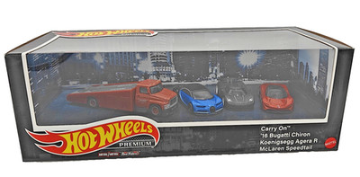 Hot Wheels Premium Carry On Set Bugatti Chiron Koenigsegg Agera McLaren NEW NIB