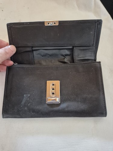 Schwarzer Bediener Geldbörse Klassisch Vintage Leder viele Fächer Metallschnalle - Bild 3 von 6