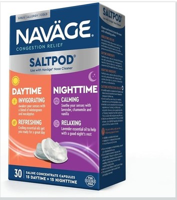 Navage Daytime & Nighttime SaltPods 30-Pack   Sinus Relief for Nasal Health