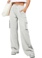 Womens Cargo Sweatpants with Pockets 2025 Fall Trendy High Waisted Cargo Pant...