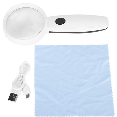 Magnifier HandHeld HighDefinition LED Light ABS Acrylic Charging Reading Mag SET