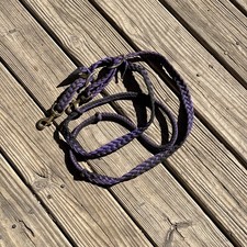 Purple And Black Barrel Reins Roping Reins Gaming Reins Western Tack Used Tack