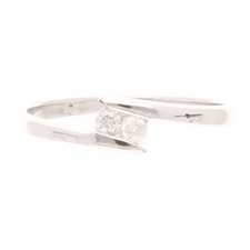 9Ct White Gold 0.10ct Two Stone Diamond Crossover Ring (Size N 1/2) 5mm Widest