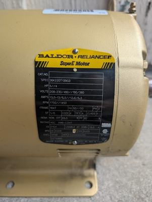 #ad Baldor Reliance Super E Motor 5 4HP 230 460V 1750 1450RPM Used $199.95