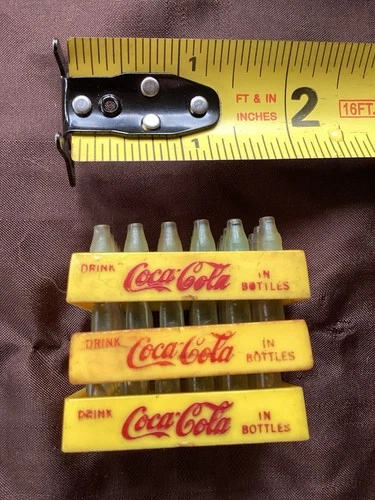 Three Vintage Mini Coca-Cola Plastic Case And 24 Bottles 1 7/8” X  1 1/4”