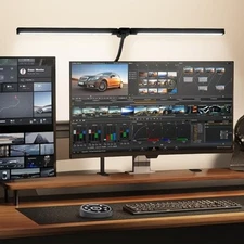 Led Desk Lamp for Home Office,Smart Double Head Computer Monitor Table Clip 