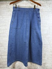 Vintage Ralph Lauren Denim Midi Skirt Women 14 Coastal Americana Cotton USA