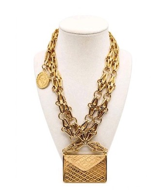 Vintage Carolee Gold Tone Long Purse Necklace, Circa 1980s, 38'' L