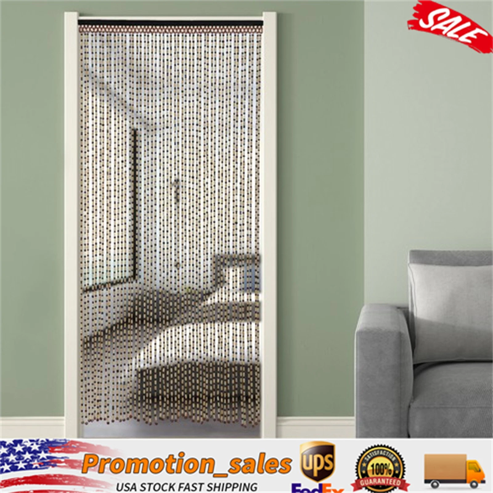 74.8 Inch Wooden Beaded Doorway Curtain Door Beads Hanging Closet Curtain Beads