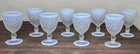 Set Of 8 Vintage Fenton  Moonstone White French Opalescent Hobnail Water Goblets