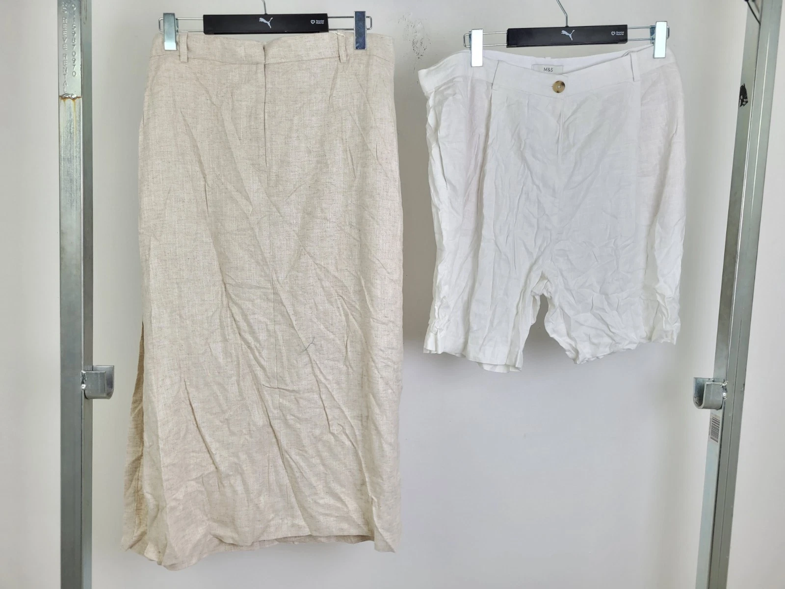 M&S Women's 2pcs Bundle Shorts Skirt Size 22 White Beige Linen Blend Midi New