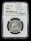 1889 Liberty Seated Half Dollar MS-62 NGC BRIGHT WHITE