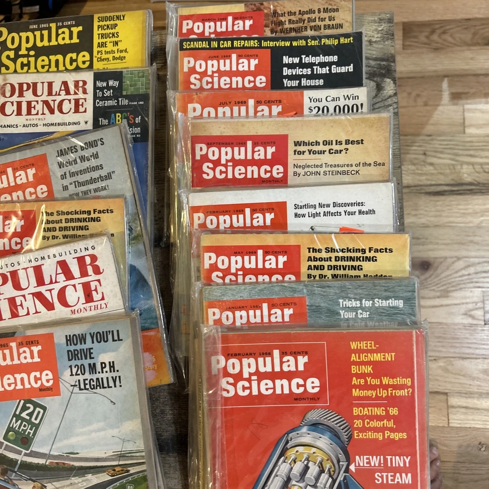 36 Vintage Popular Mechanics Magazines 19650’s-60’s–Mixed Condition Lot Offers - Image 4 of 4