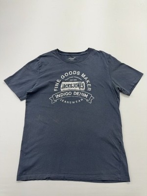Jack & Jones Mens Navy Graphic Logo T-Shirt XL Regular 100% Cotton