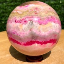 550G Raro Rojo Loco Ágata Bola Cristal Esfera Espécimen Energía Sanación Reiki