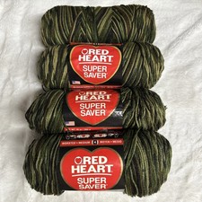 Red Heart Super Saver Yarn CAMOUFLAGE 0971 Acrylic 10 oz JUMBO Skeins LOT OF 4
