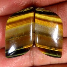 31,60 ct.100% naturale occhio di tigre marrone dorato fantasia coppia cabina ...