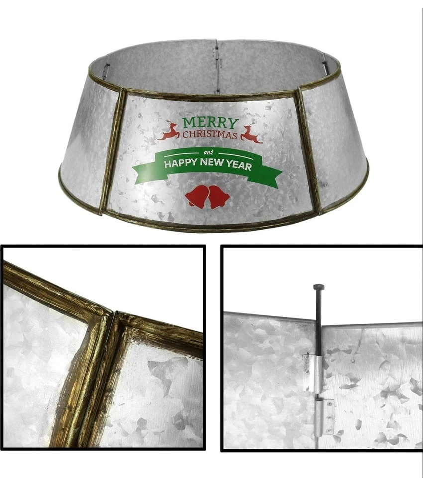 "Anillo de metal para collar de árbol de Navidad 29"" falda de árbol de Navidad de metal galvanizado" Foto 4 de 4