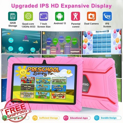 Contixo 7'' Kids Tablet Pink Android 11 32GB Parental Controls Bundle