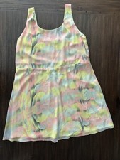 Alice + Olivia Watercolor Fit Flare Dress Womens Large Pastel Chiffon Mini