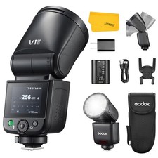 Godox V1 Mid O Flash for Olympus, 55Ws 2.4G TTL Round Head Touchscreen Black