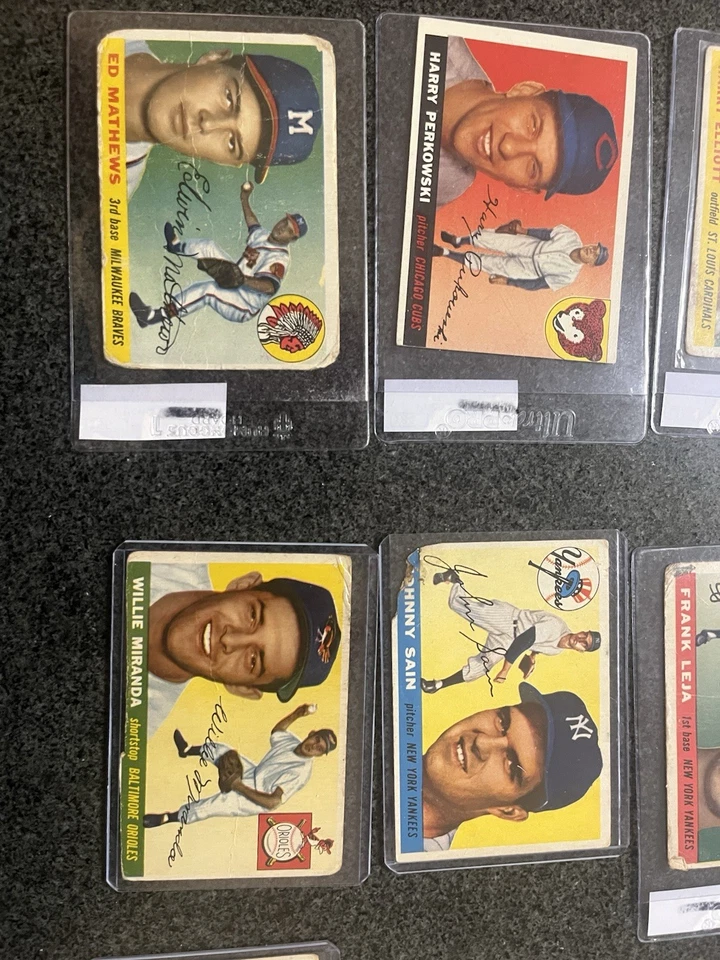 Juego parcial de 20 tarjetas diferentes de béisbol 1955 Topps con estrellas Mathews Yankees Foto 2 de 4
