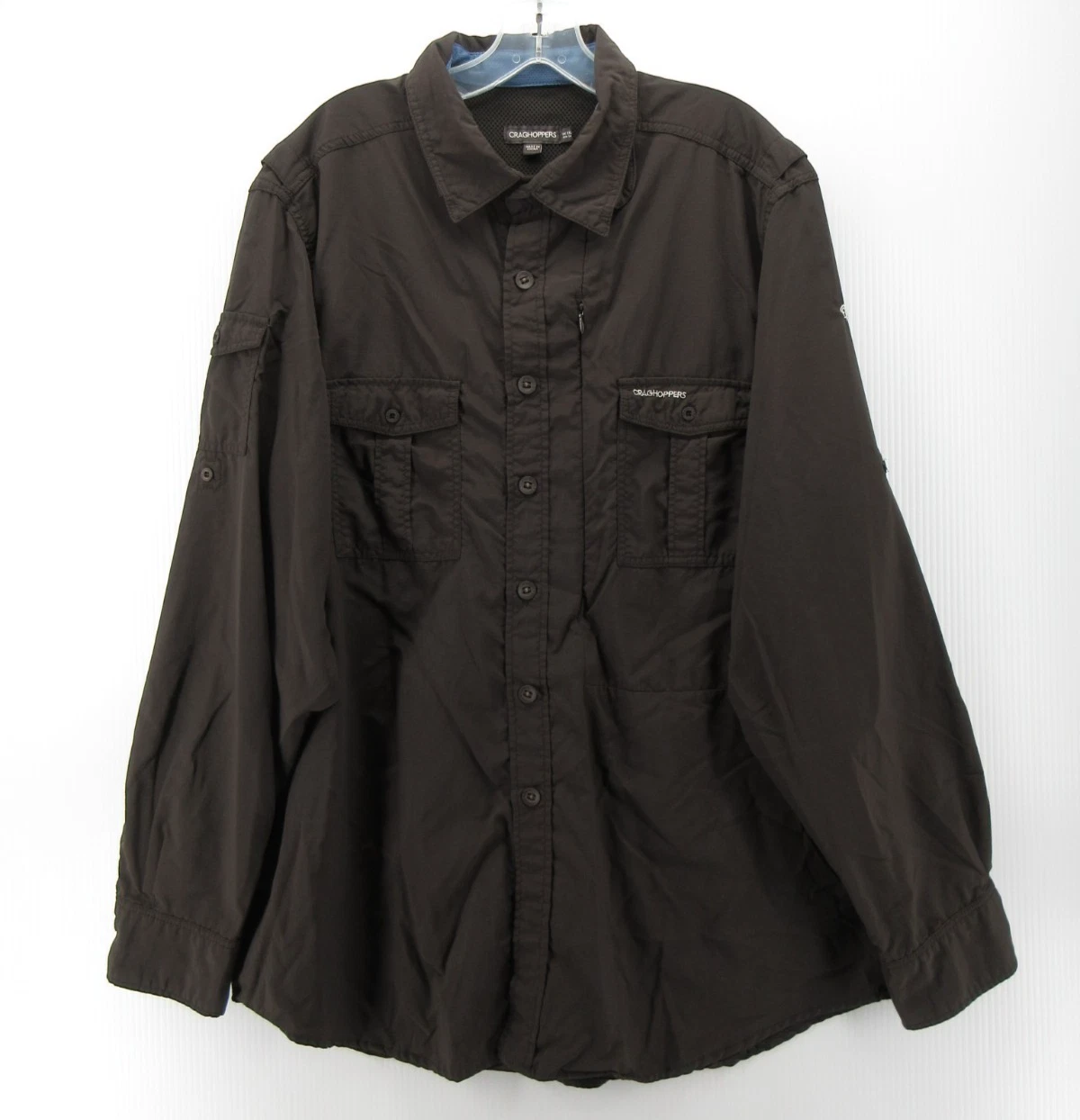 Craghoppers Shirt Men XXL Brown Nosilife Performance Outdoor Hiking Vented Tech