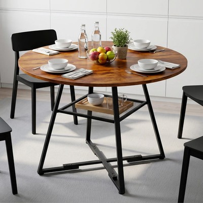 42 Inch Round Dining Table for 4-6, Farmhouse Kitchen & Dining Room Table with