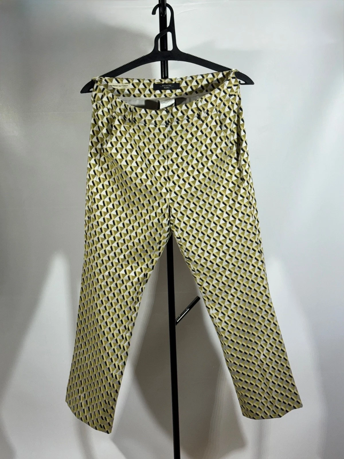 Weekend Max Mara Women’s Cigarette Green Print Stretch Trouser Size S