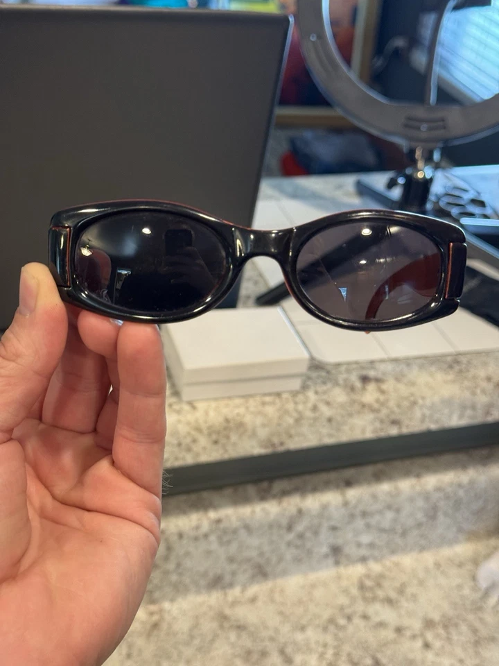 Vintage Christian Dior Paris Unisex Sonnenbrille Schwarz & Neon Orange Made In Italy - Bild 1 von 4