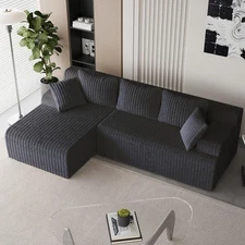 LAUSAINT HOME 96" Sectional Modular Couches, L-Shaped with Chaise Boneless Sofa