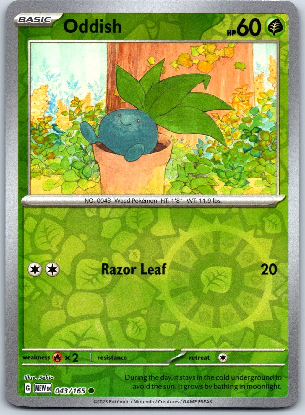 Oddish 043/165 Common 151 Pokemon Reverse Holo Near Mint