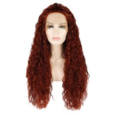 Lace Long Water Wave Front Wigs Wigs 24" Red Brown 