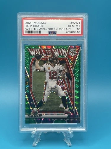 2021 Panini Mosaic Will To Win Tom Brady #WW-1 Green Mosaic PSA 10