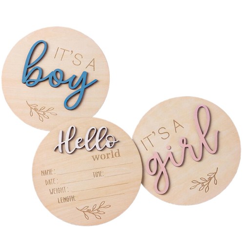 Gender Reveal Sign For Baby Birth: 3Pcs It's A Boy Girl & Hello World Announ _da - Picture 3 of 4