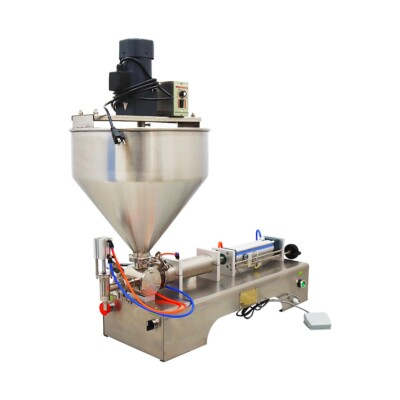 110V 100-1000ml 304 SS Paste Liquid Filling Machine with Vertical Mixing Hopper